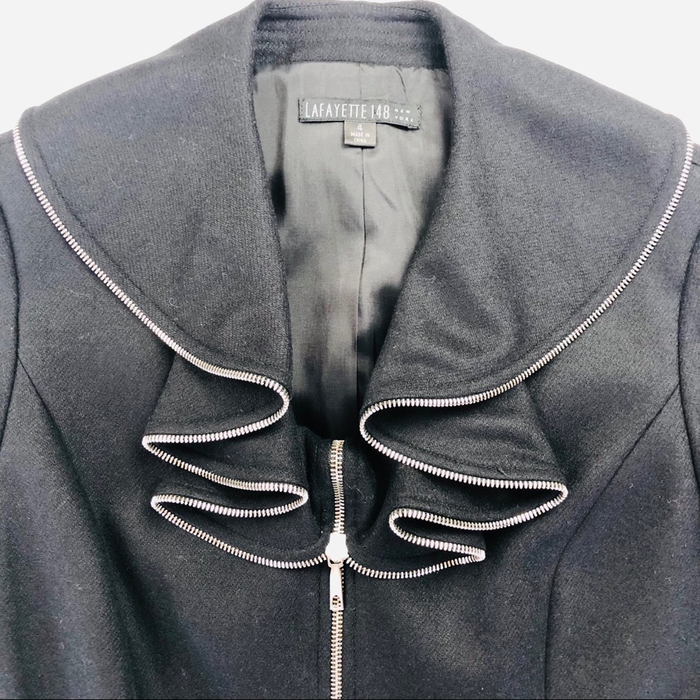 Lafayette 148 black wool jacket zipper accents 4 - Picture 11 of 16